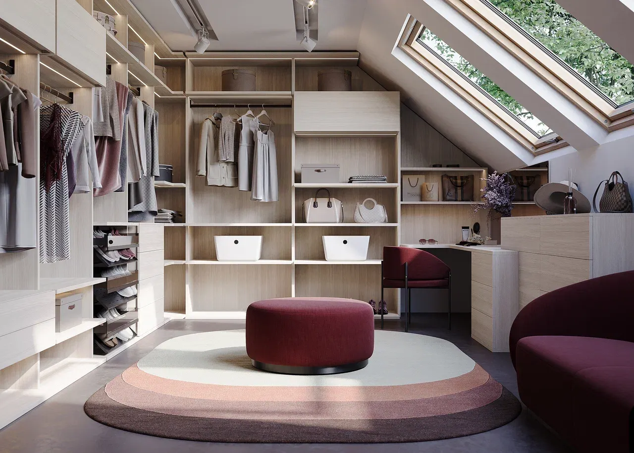 Гардеробная в стиле модерн (арт. Wr079), мебель на заказ MrDoors