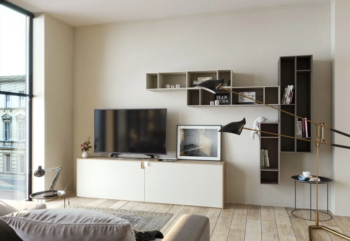 интерьер небольшой гостиной 