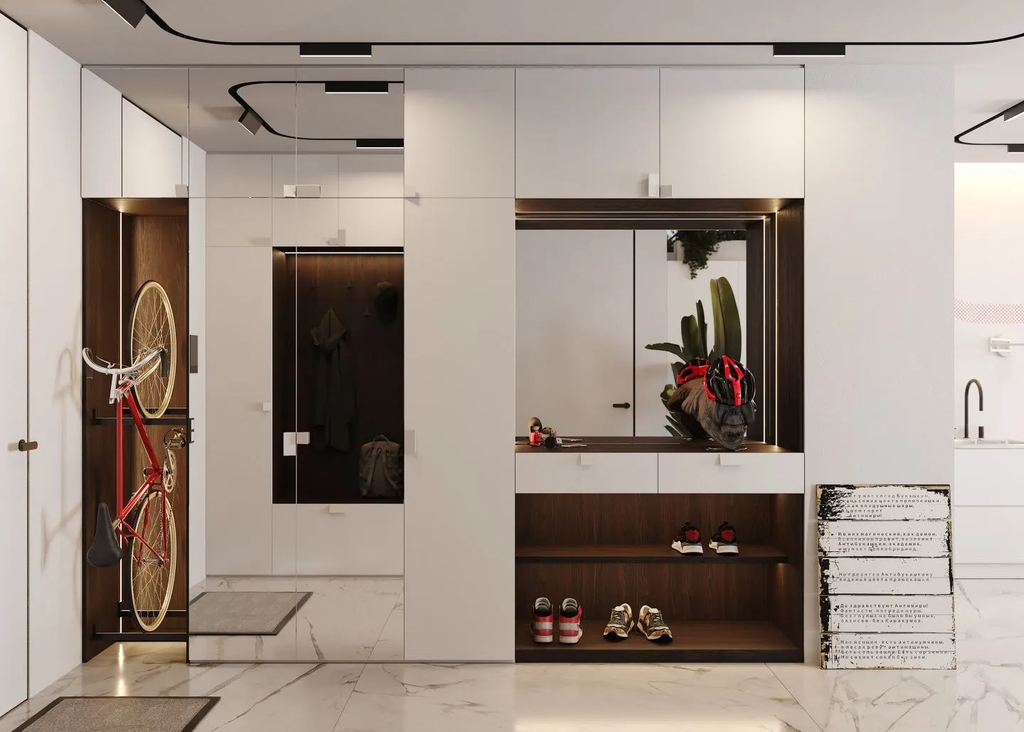 Красивая белая мебель для прихожей, мебель на заказ MrDoors