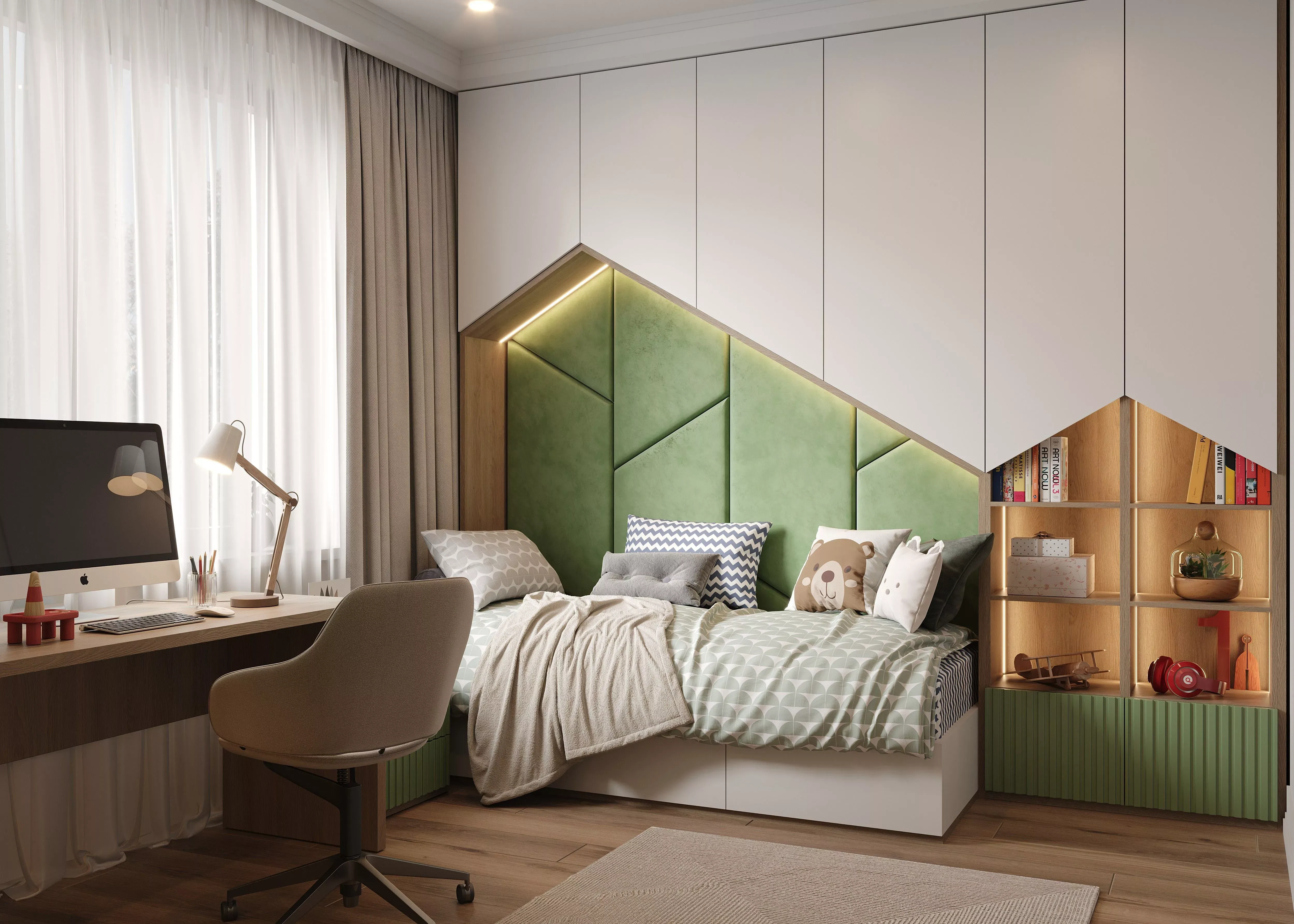 Мягкие стеновые панели в спальню Art Design, мебель на заказ MrDoors