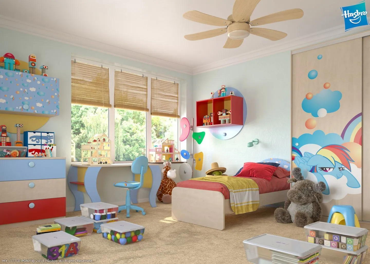 Детская в мире Радуги (My Little Pony), мебель на заказ MrDoors