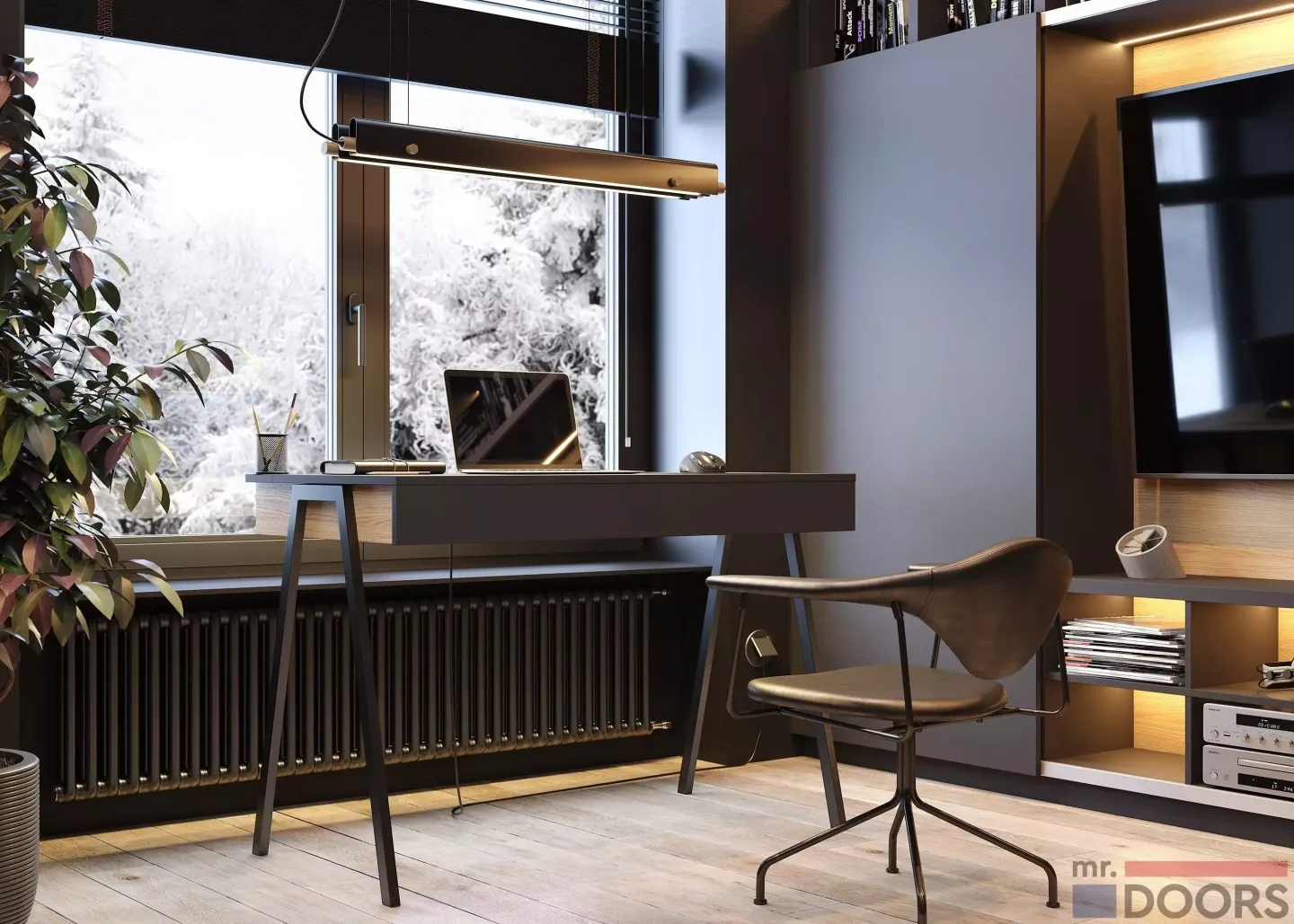 Фото раздвижного рабочего стола, мебель на заказ MrDoors