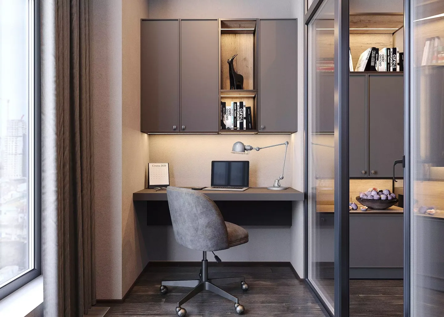 Фото компактного рабочего места для дома, мебель на заказ MrDoors