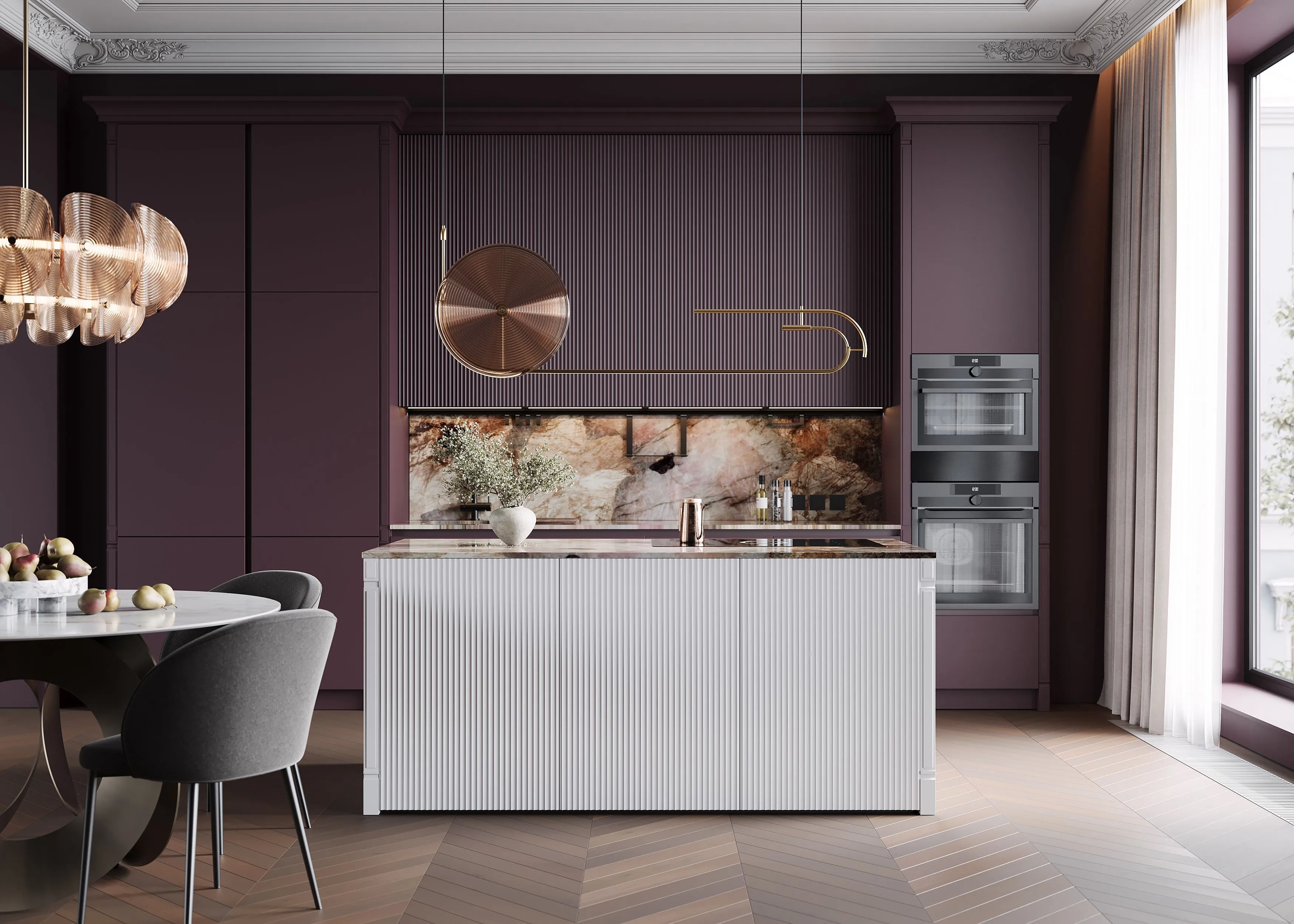 Кухня со столешницей из натурального камня (арт. Kit482), мебель на заказ MrDoors