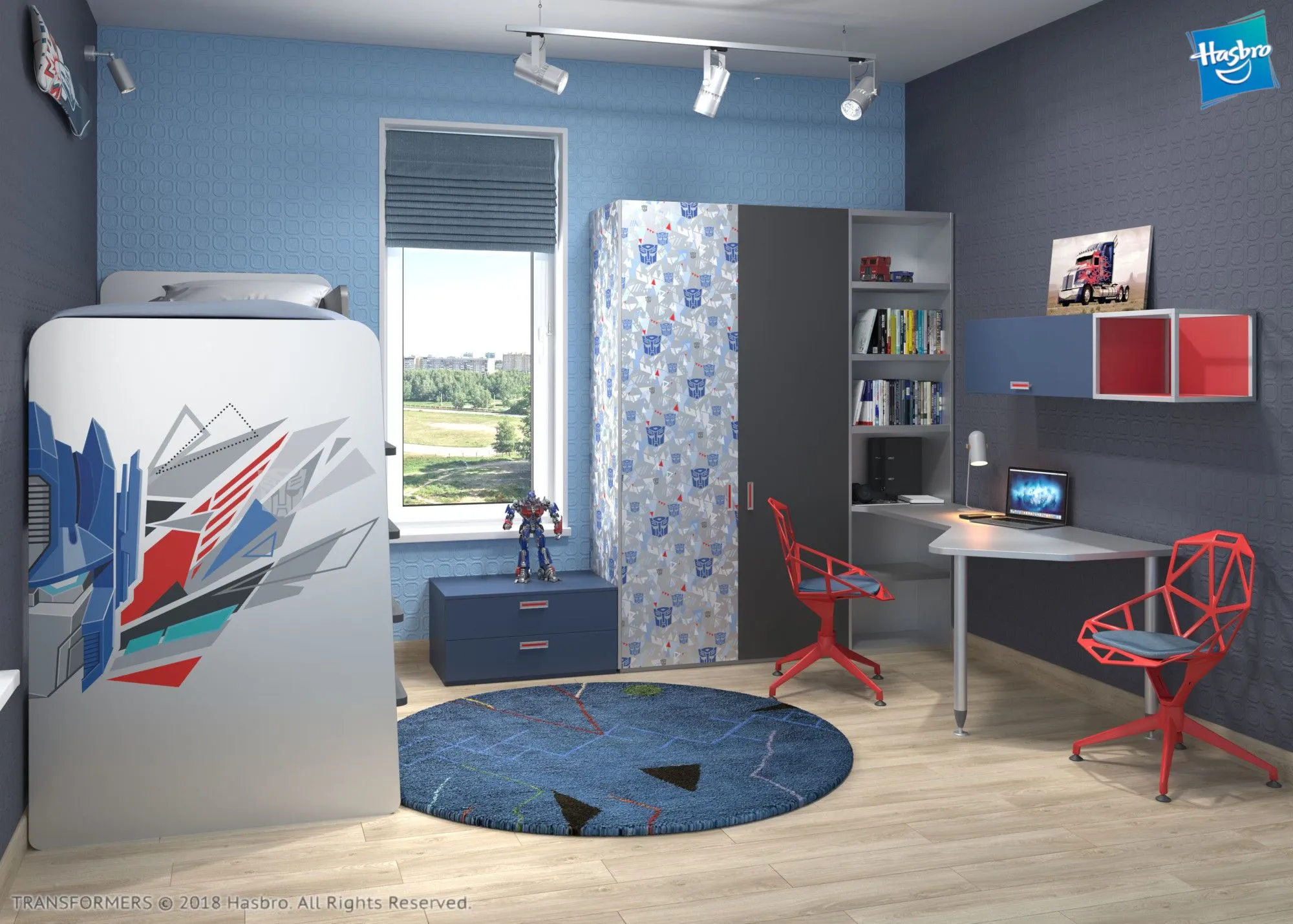 мебель для подростка трансформеры, мебель на заказ MrDoors Оптимус Прайм Хасбро