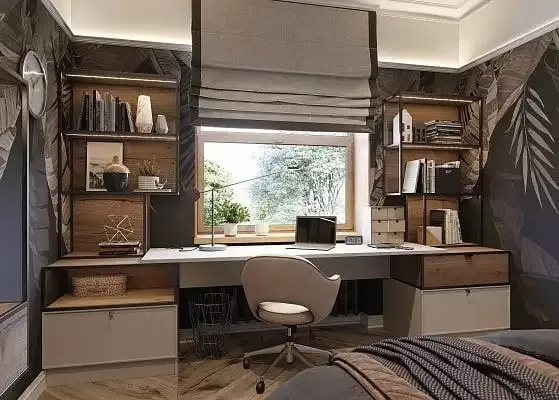 Фото рабочего кабинета в спальне, мебель на заказ MrDoors