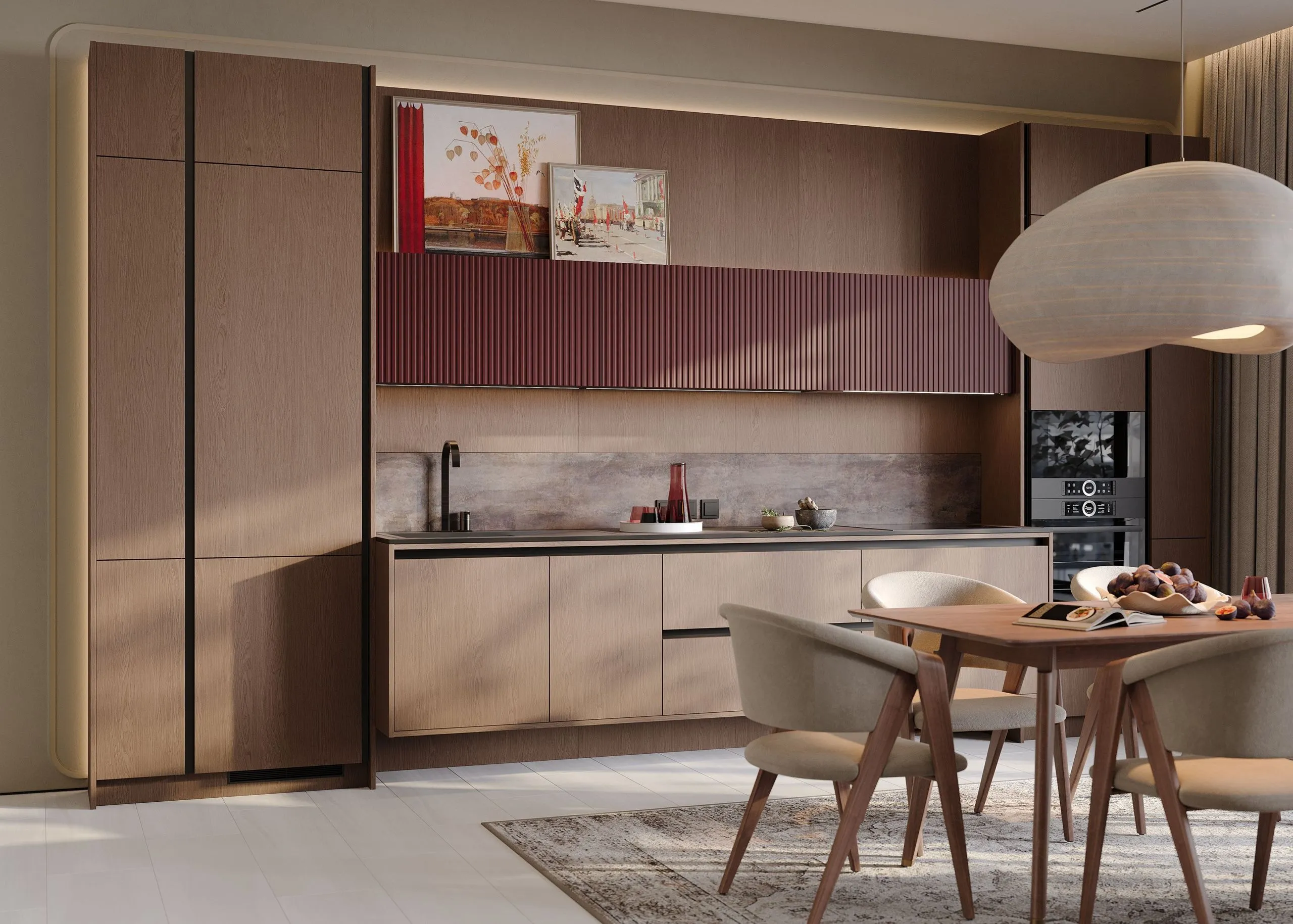 Кухня матовая прямая (арт. Kit419), мебель на заказ MrDoors