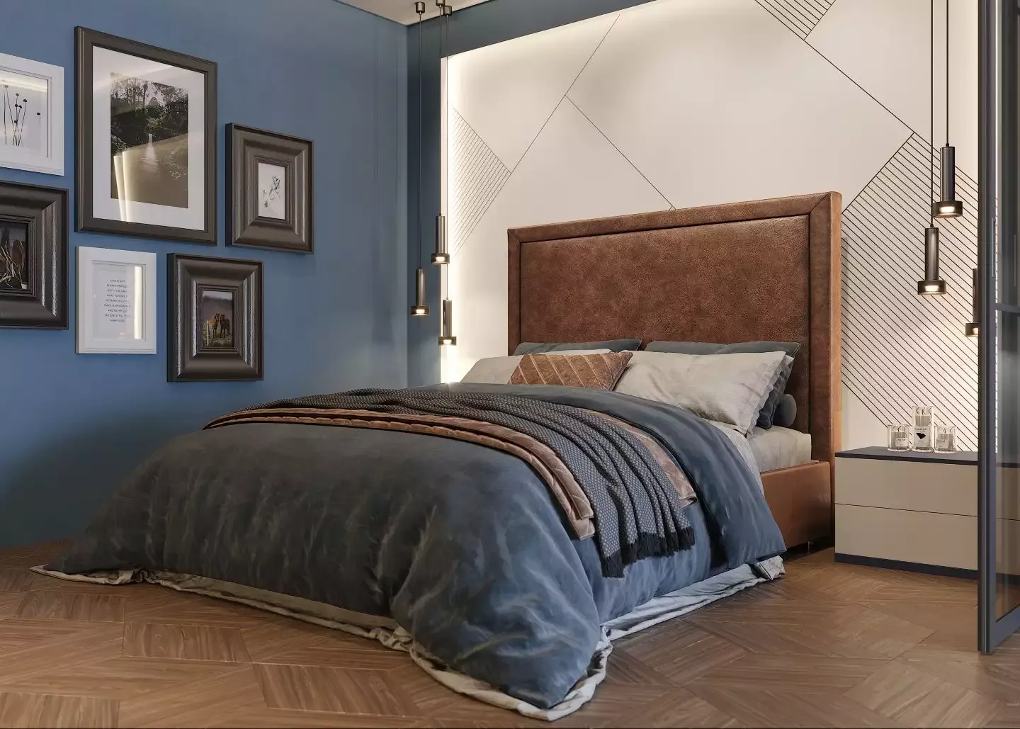 Дизайн голубой спальни: идеи интерьера