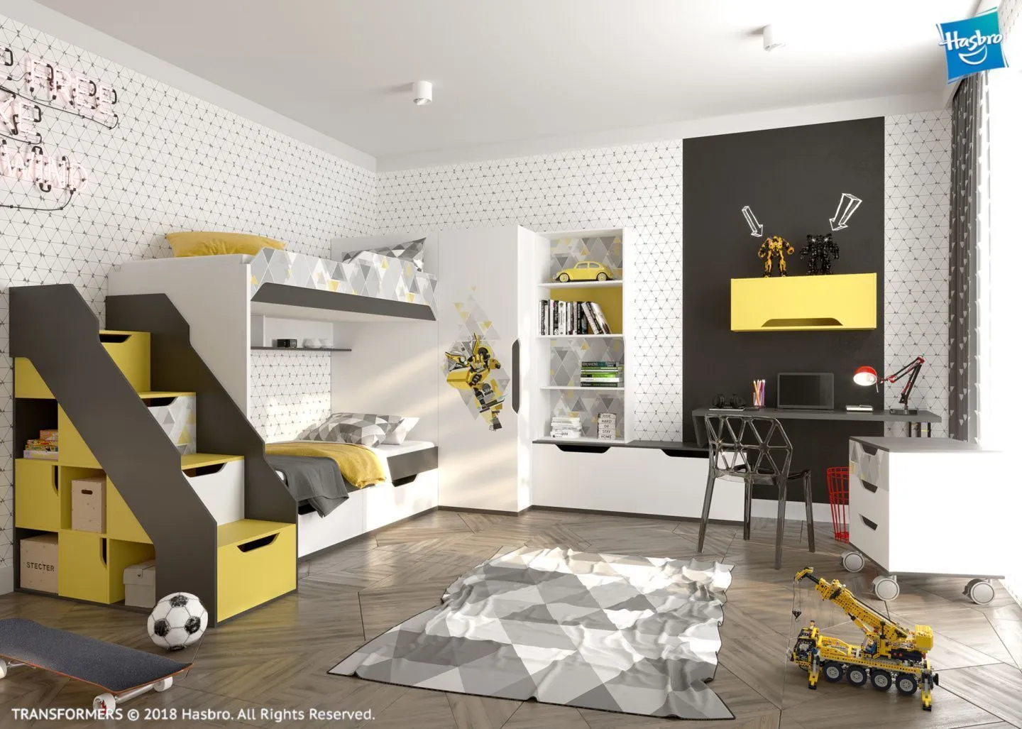 детская с трансформерами, мебель на заказ MrDoors Хасбро БамблБи 