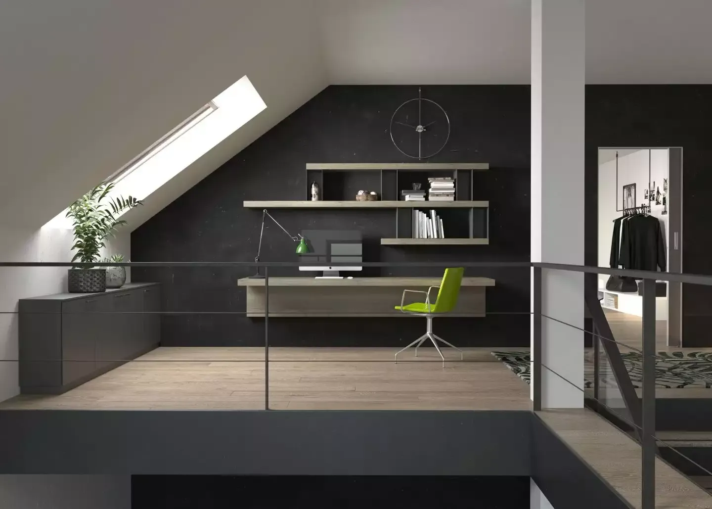 дизайн кабинета на мансарде