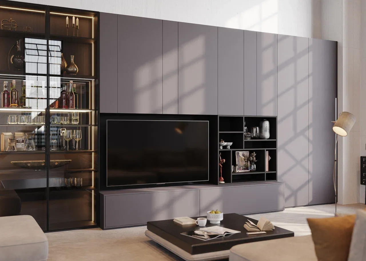 Гостиная в стиле лофт с баром (арт. Lvr265), мебель на заказ MrDoors