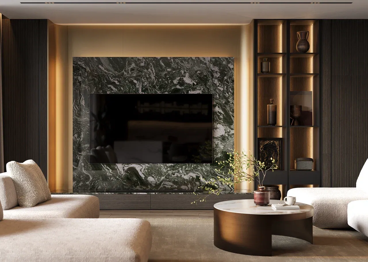 Гостиная со столешницей из кварцита (арт. Lvr302), мебель на заказ MrDoors