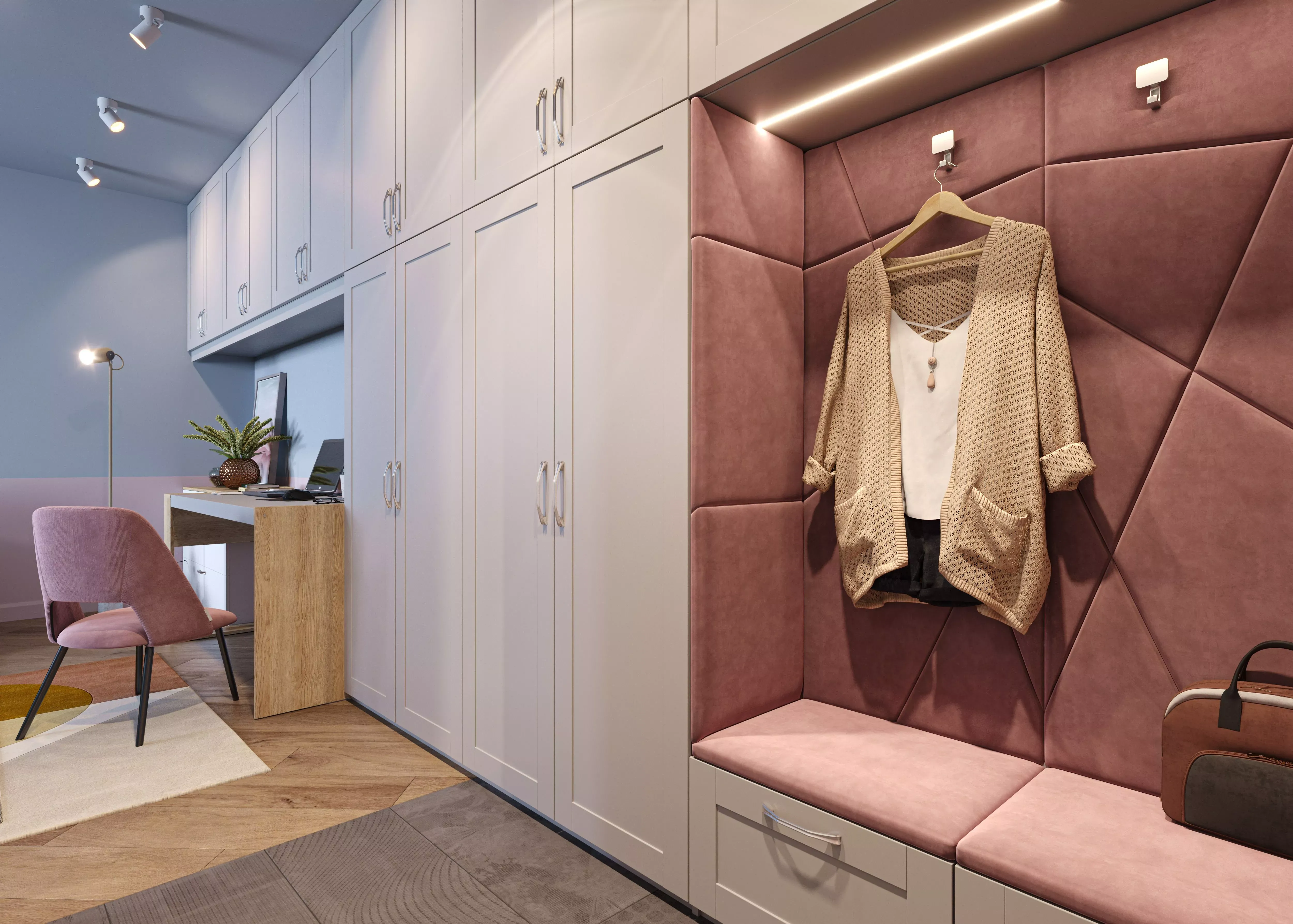 Мягкие стеновые панели в прихожую Art Design, серые (арт. 162)