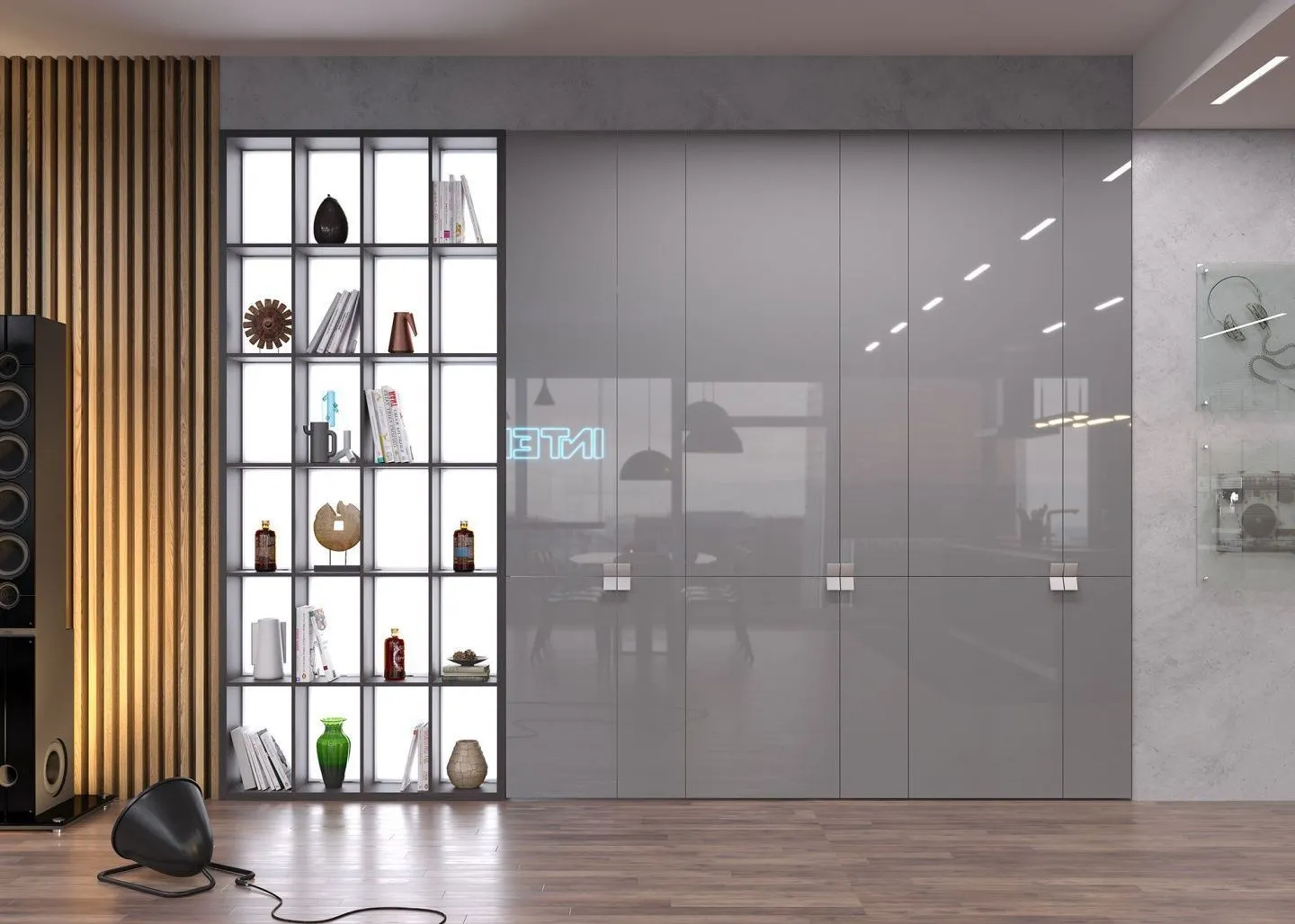 серая стенка для гостиной