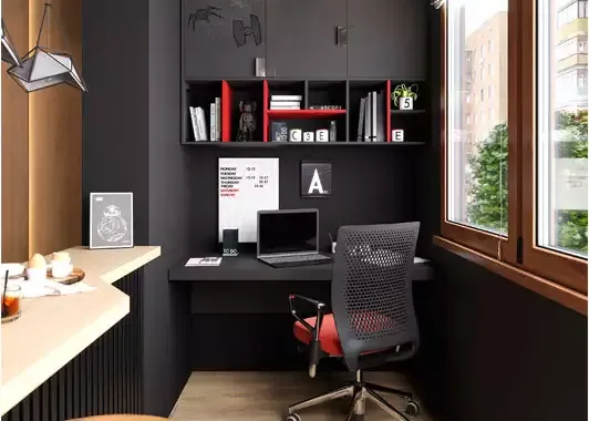Рабочий кабинет в квартире-студии, мебель на заказ MrDoors