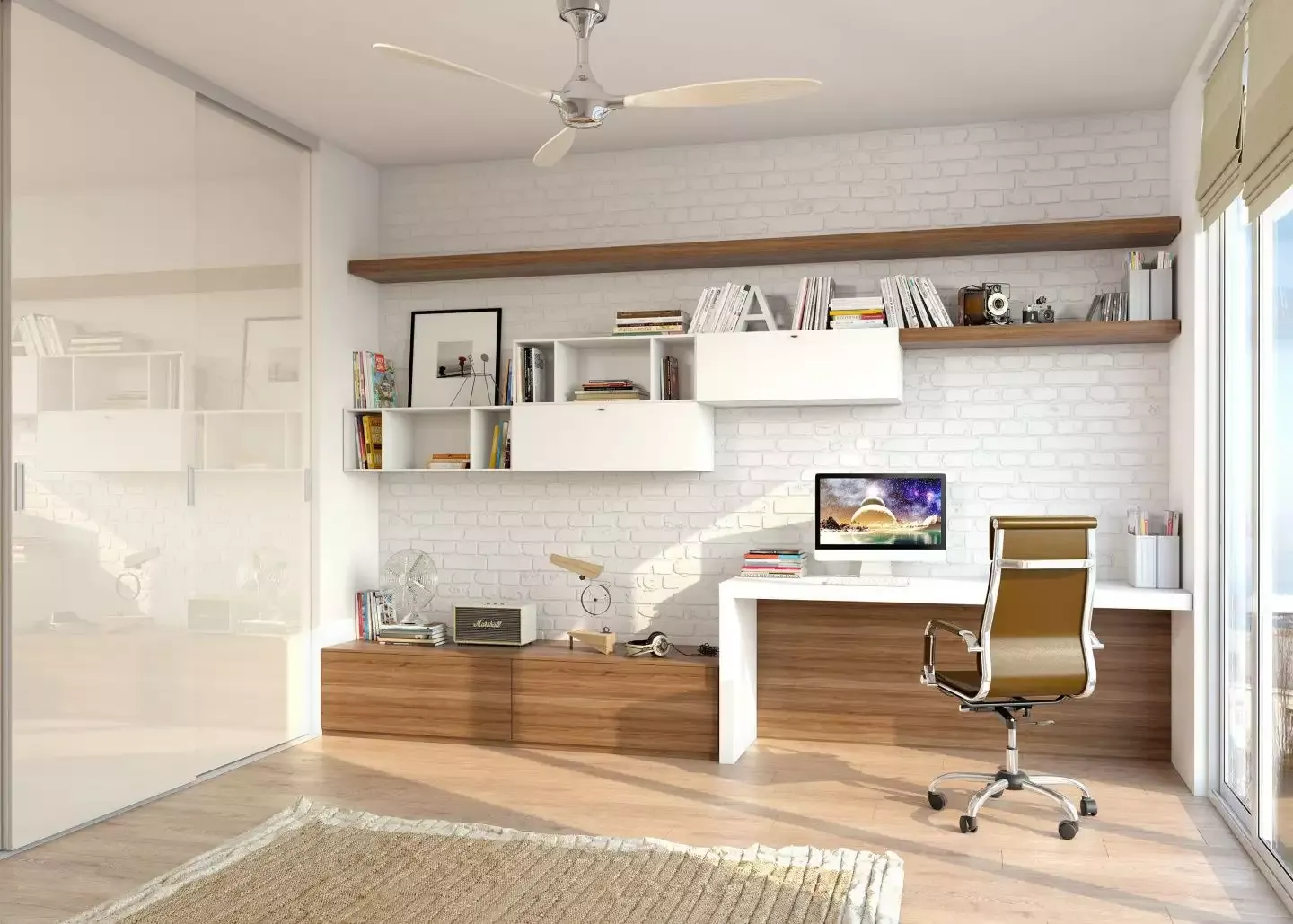 кабинет в светлых тонах