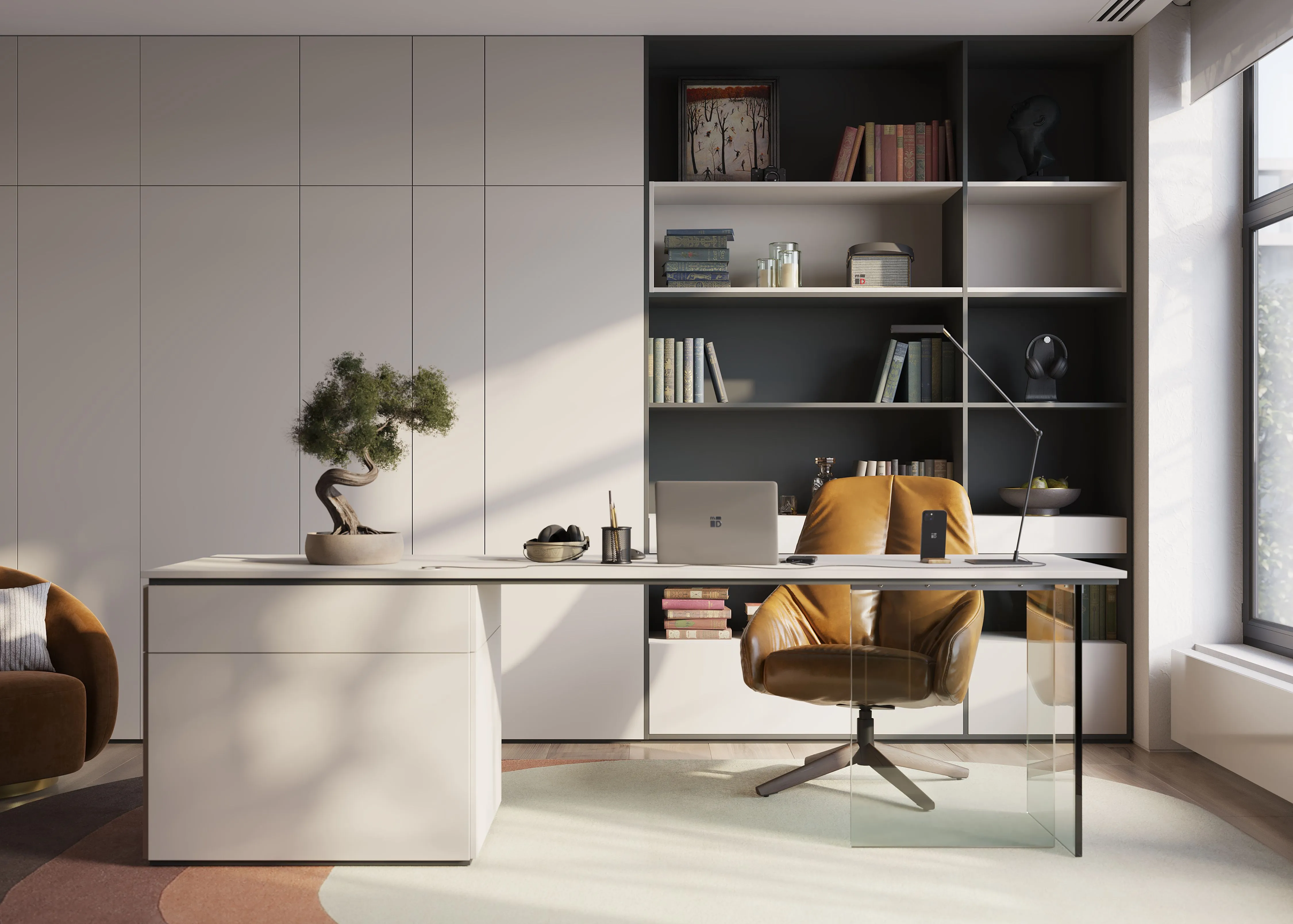 Кабинет светлый матовый (арт. St119), мебель на заказ MrDoors