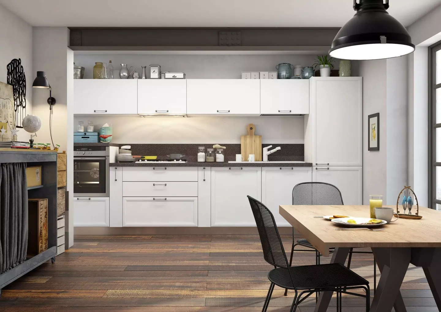 дизайн прямой кухни модерн