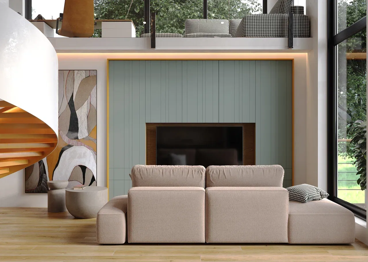 Гостиная в светлых оттенках (арт. Lvr267), мебель на заказ MrDoors