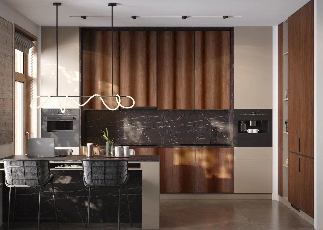 Кухня с с деревянными вставками (арт. 286)