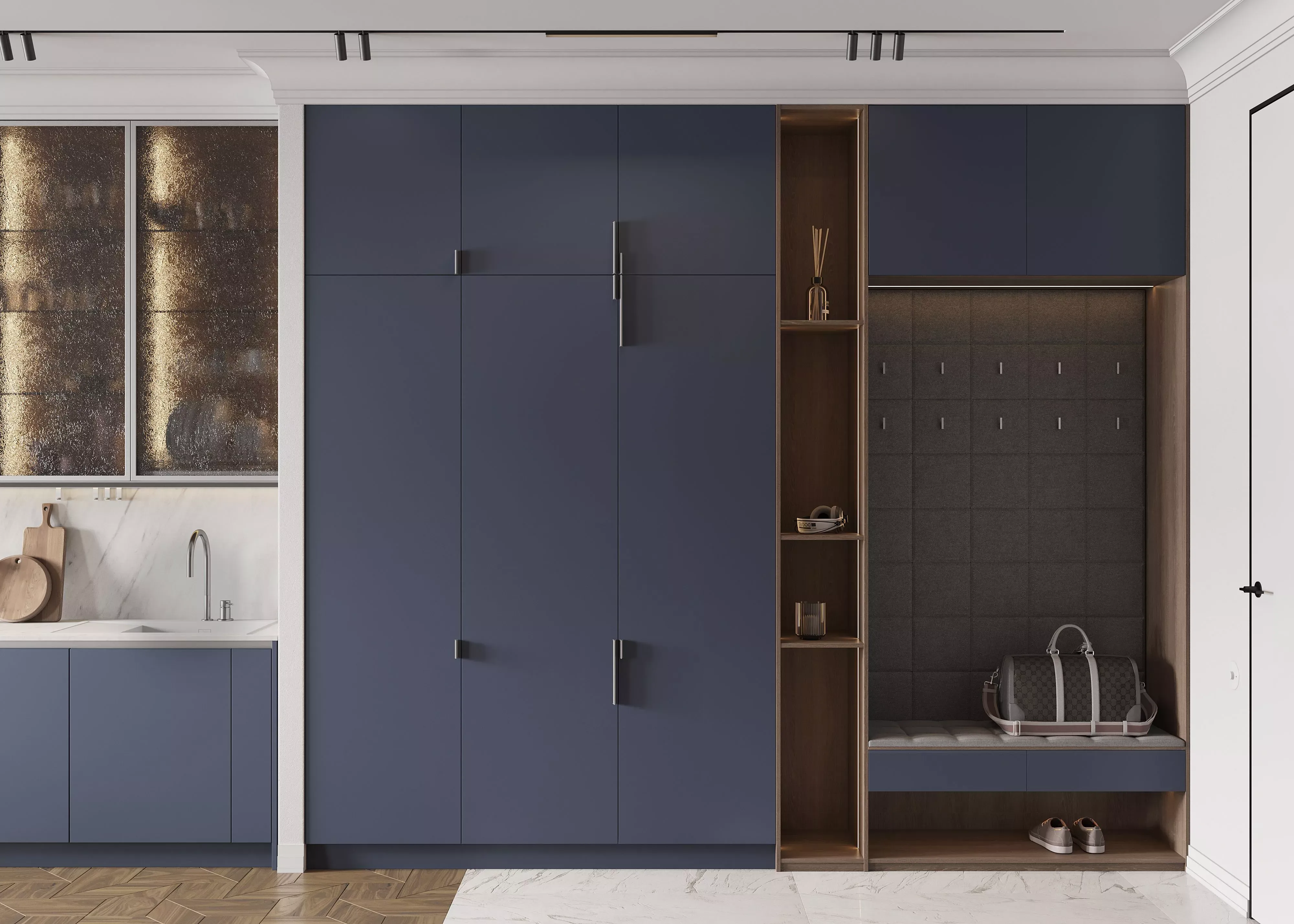 Мягкие стеновые панели в прихожую Art Line, серые (арт. 160)