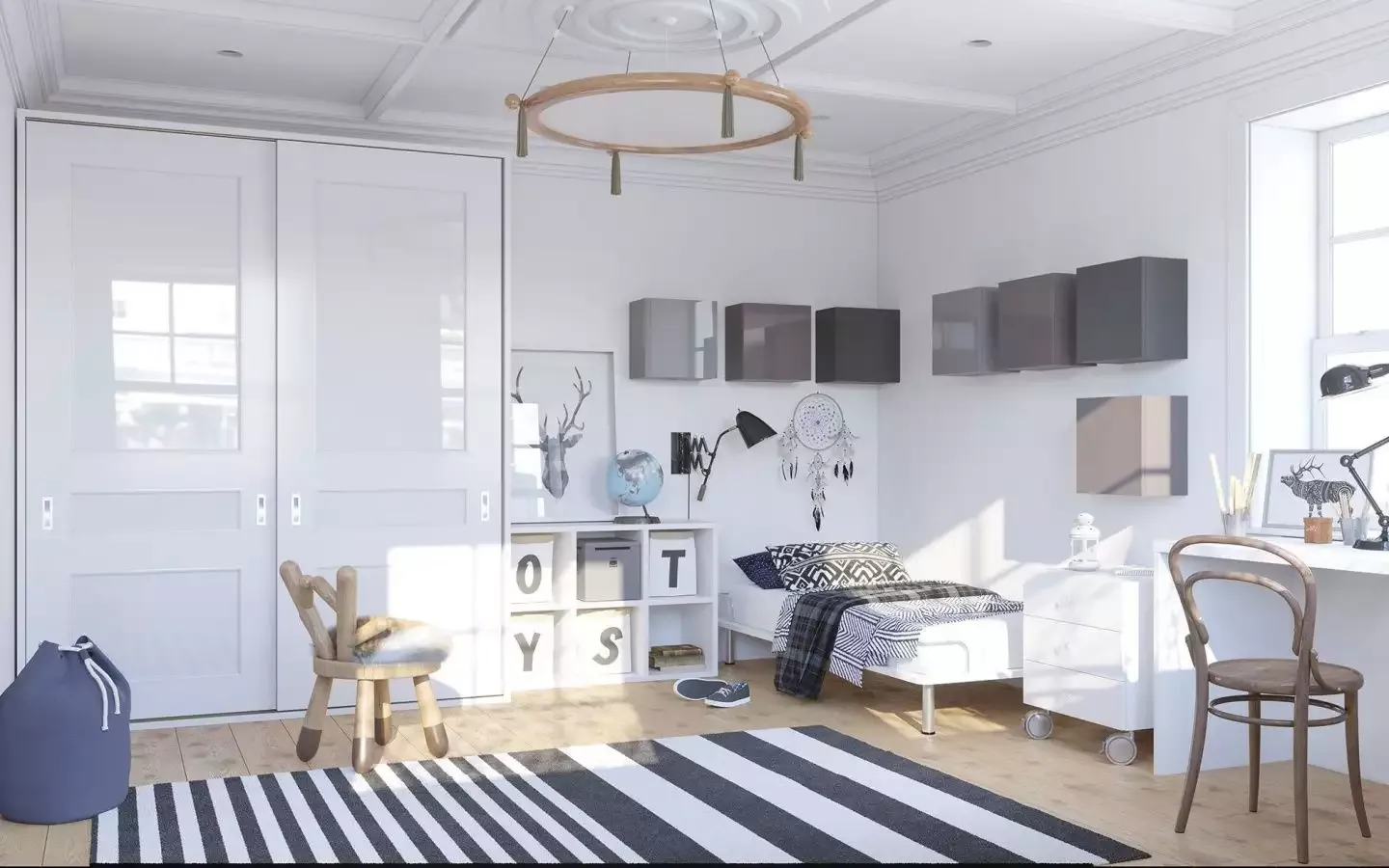скандинавский стиль в интерьере детской комнаты
