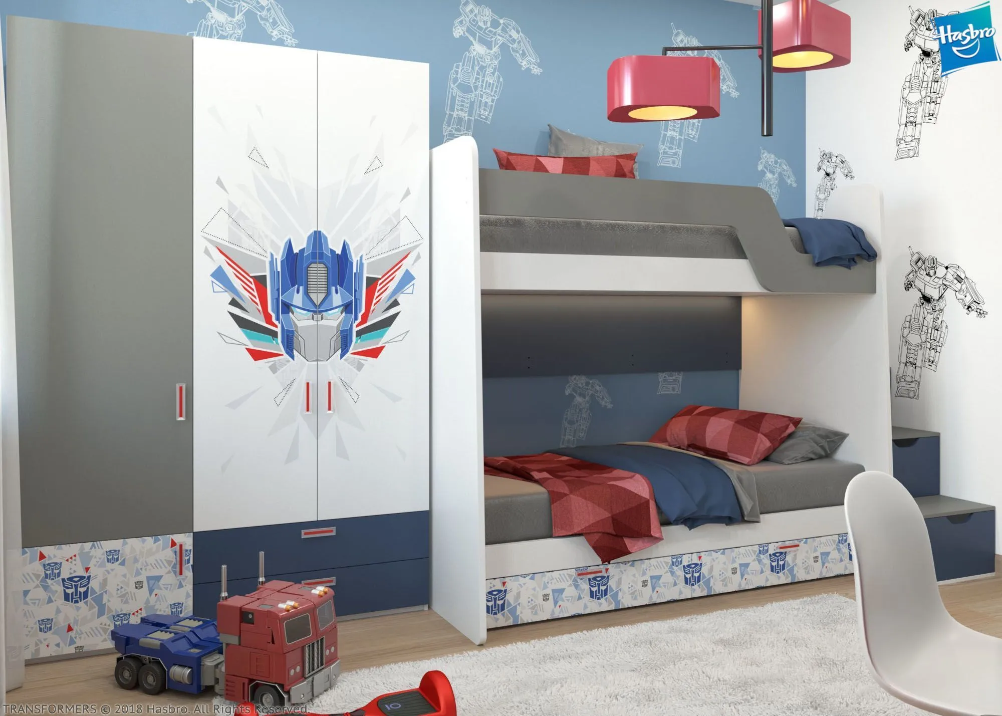 Детская спальня, трансформеры, мебель на заказ Mr. Doors Оптимус Прайм Хасбро