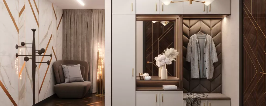 Оригинальное решение для прихожей – мягкие стеновые панели