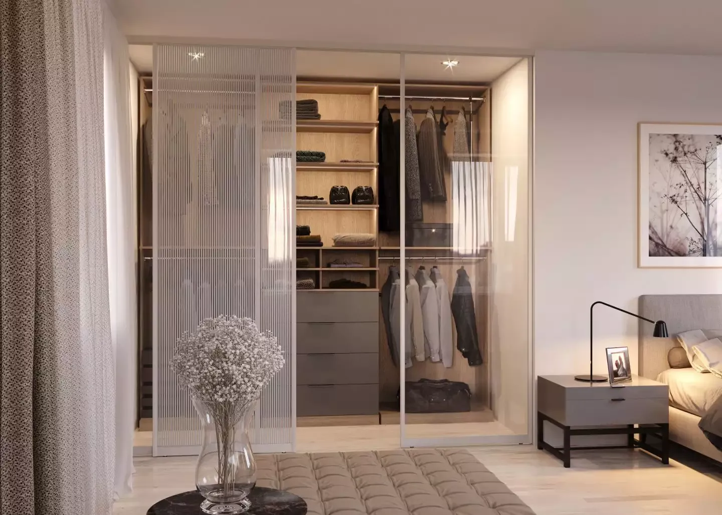 Компактная гардеробная комната, мебель на заказ MrDoors