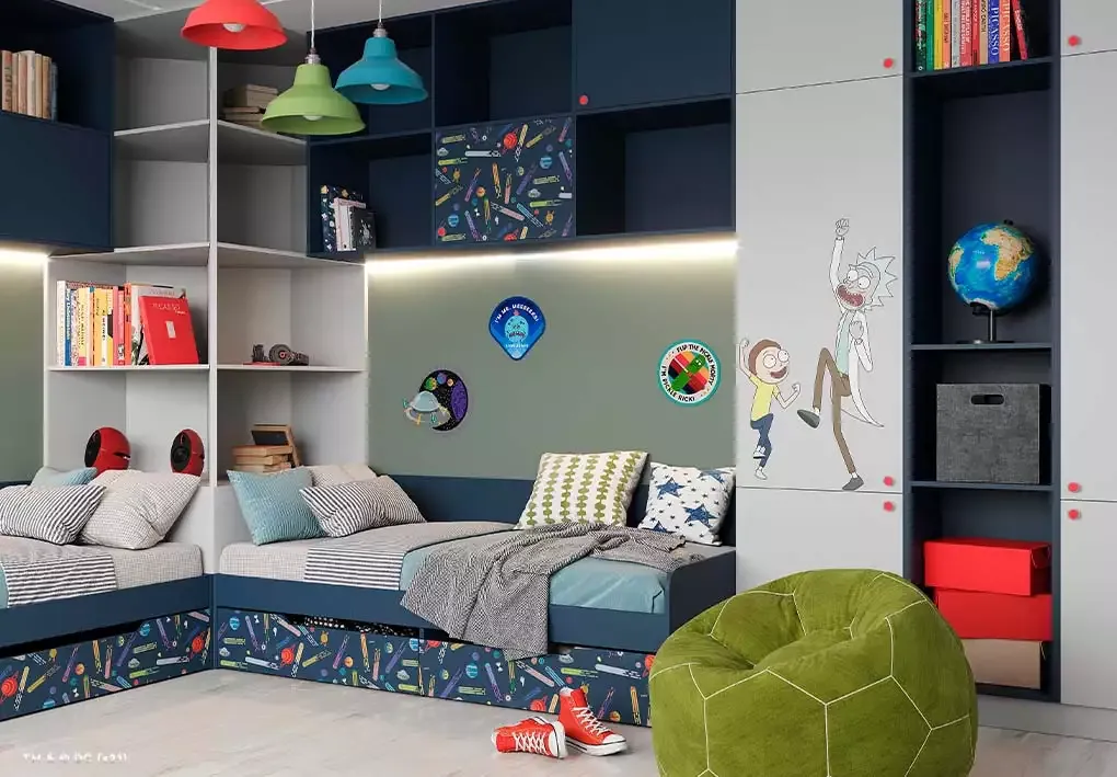 Детская "MyMeRu" в стилистике м/ф "Рик и Морти" (арт. 116), мебель на заказ MrDoors