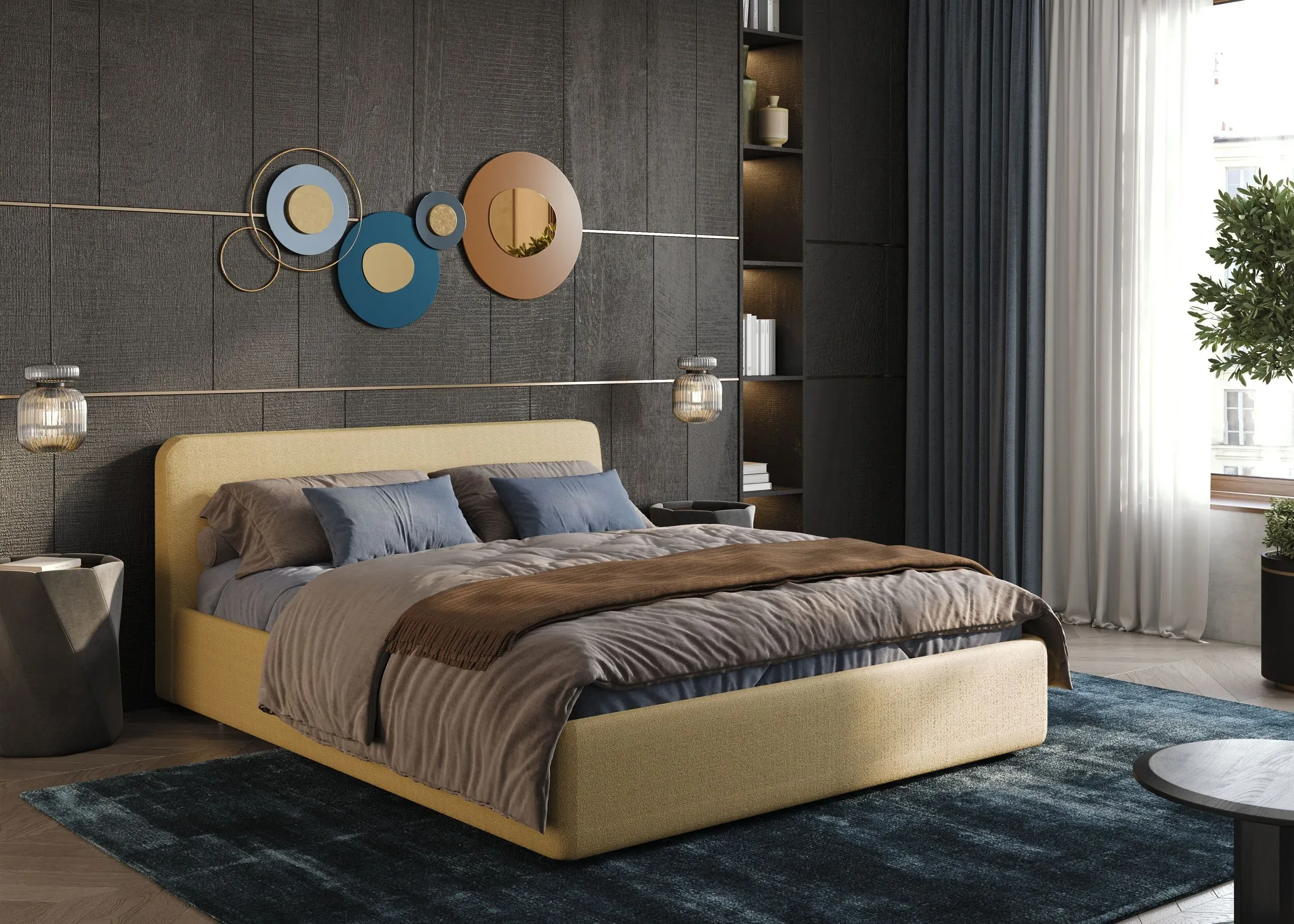 Спальня с кроватью Play, желтый (арт. Bdr147), мебель на заказ MrDoors