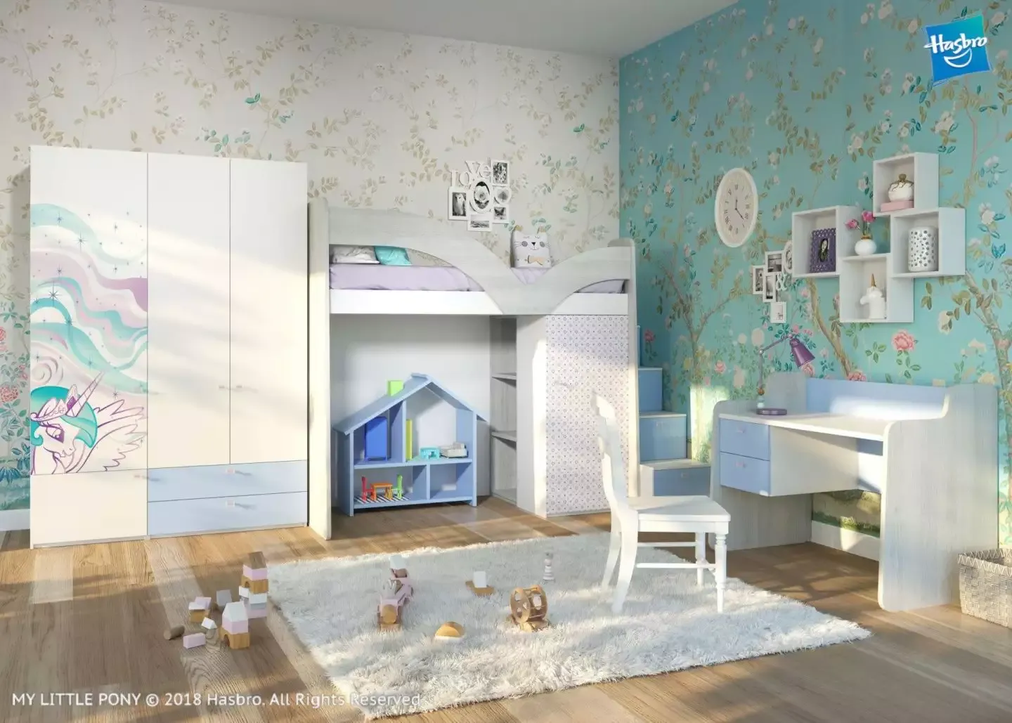 Детская спальня My Little Pony Селестия Хасбро, мебель на заказ MrDoors
