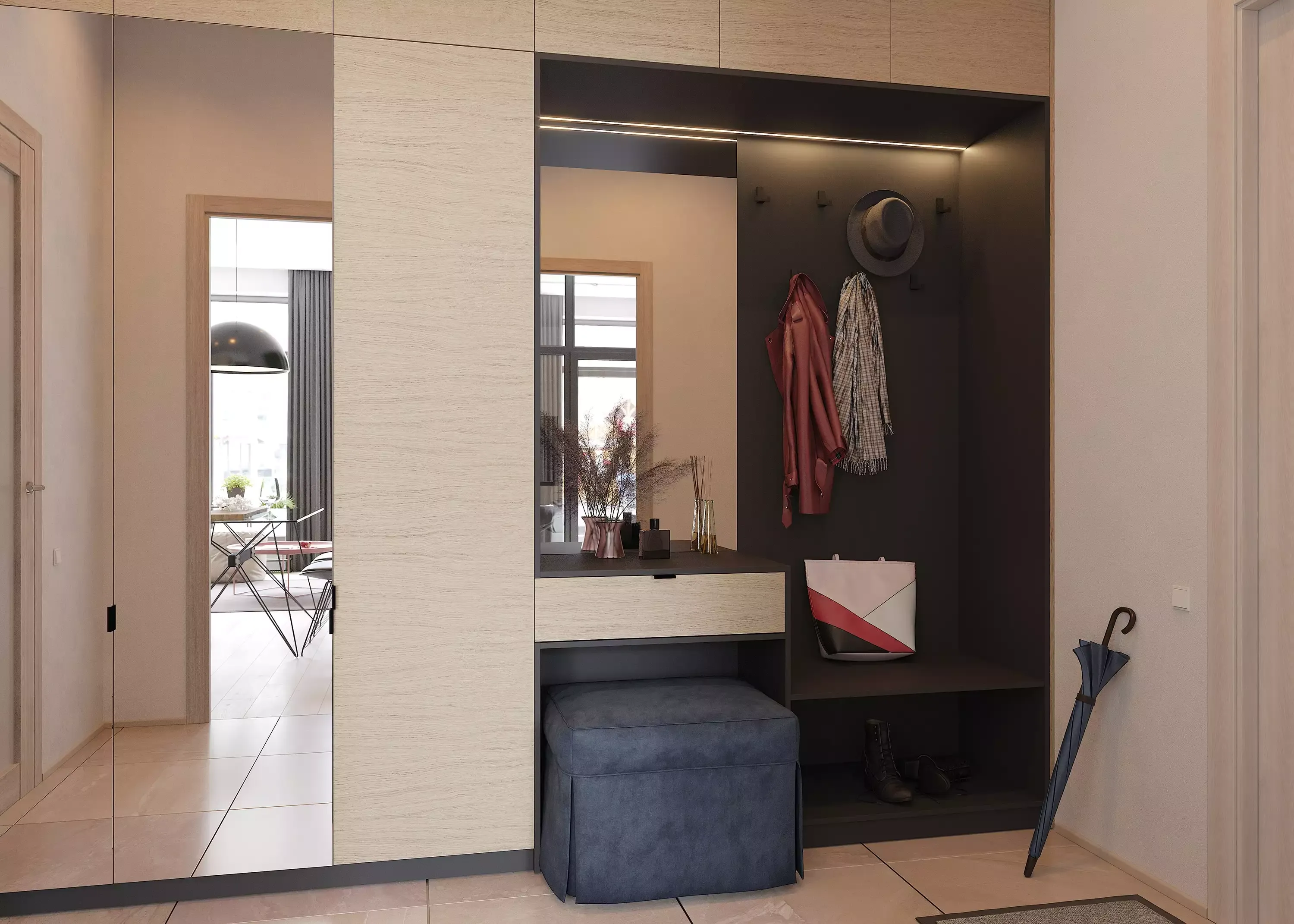 Фото прихожей с распашным шкафом, мебель на заказ MrDoors