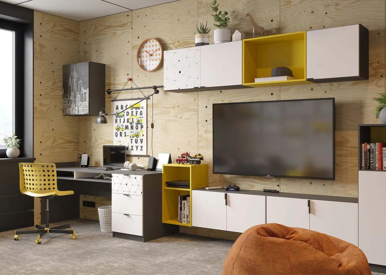 Детская комната для мальчика или девочки с большим шкафом и рабочим местом, мебель на заказ MrDoors