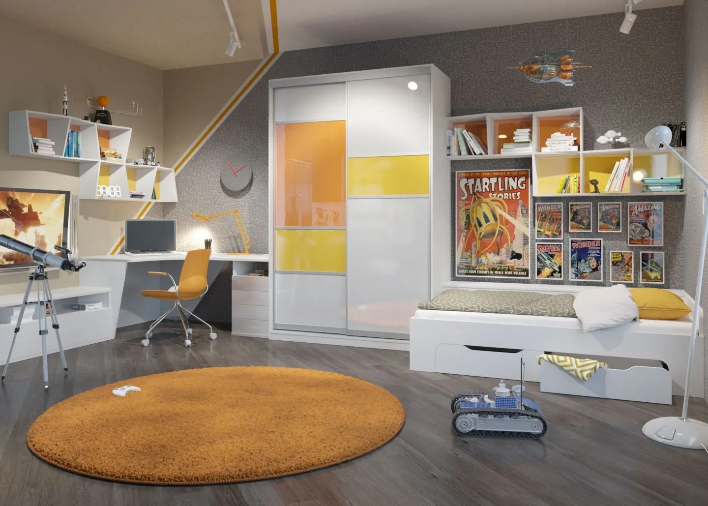 оранжевая детская комната