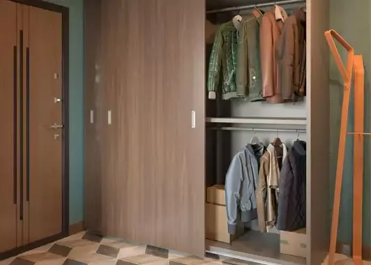 Шкаф-купе для прихожей с дверями под Орех, мебель на заказ MrDoors