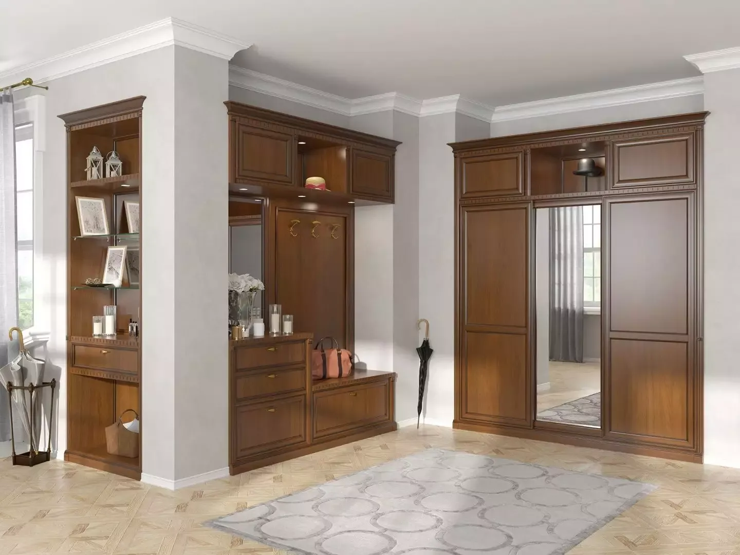 дизайн идея встроенного шкафа в прихожую