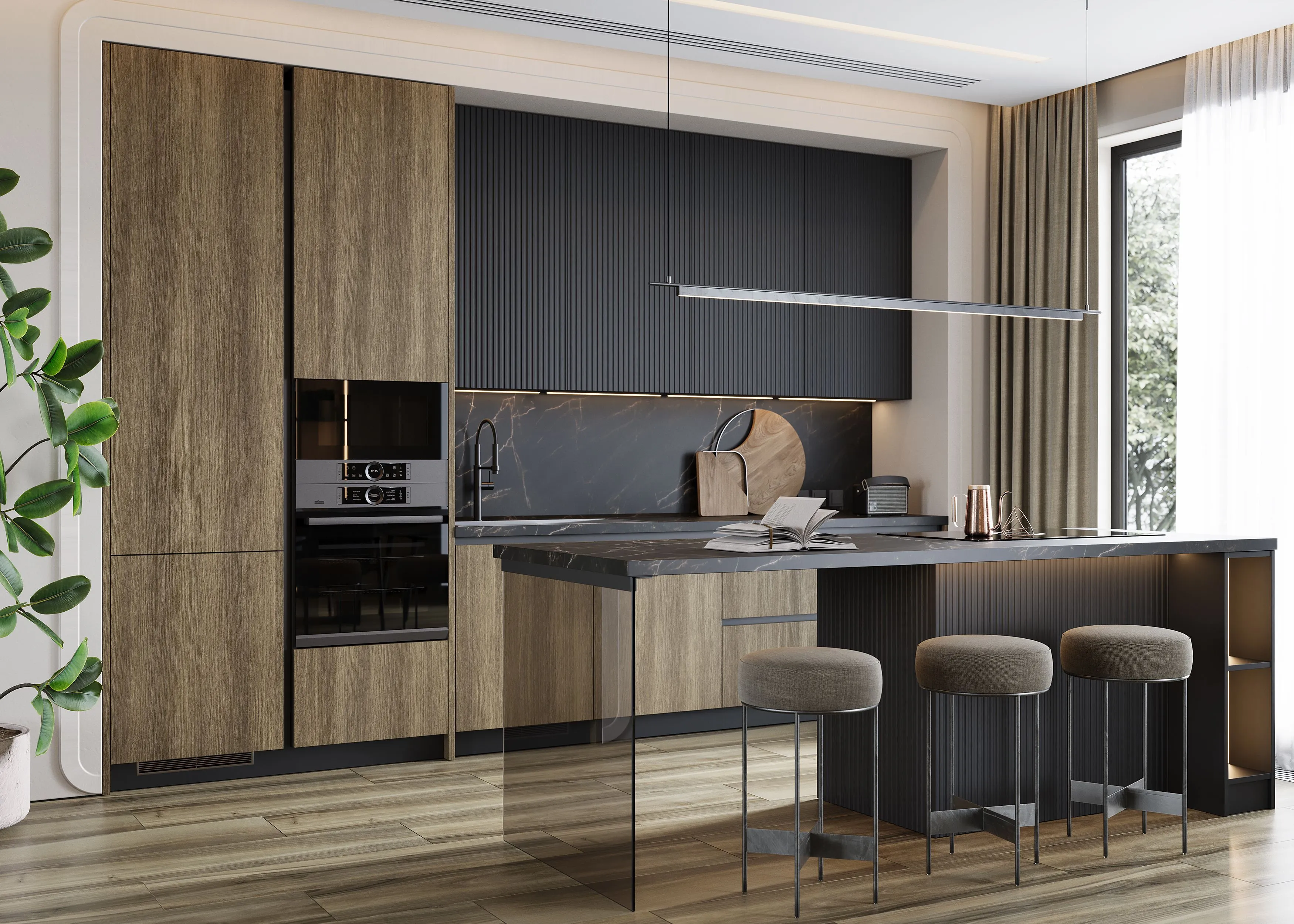 Кухня с островом (арт. Kit481), мебель на заказ MrDoors