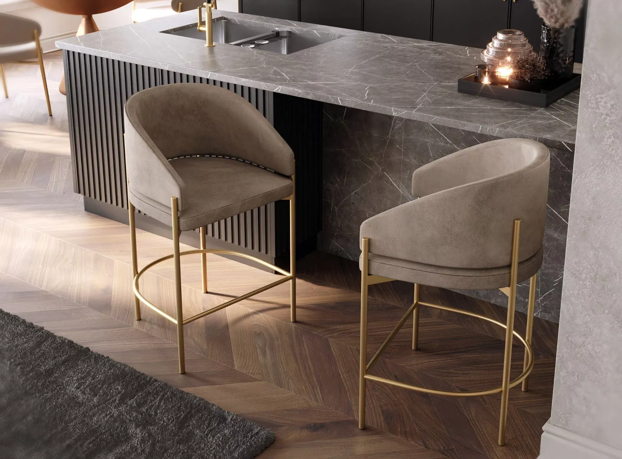 Стул Ponte полубарный, бежевый (арт. Cuf015), мебель на заказ MrDoors