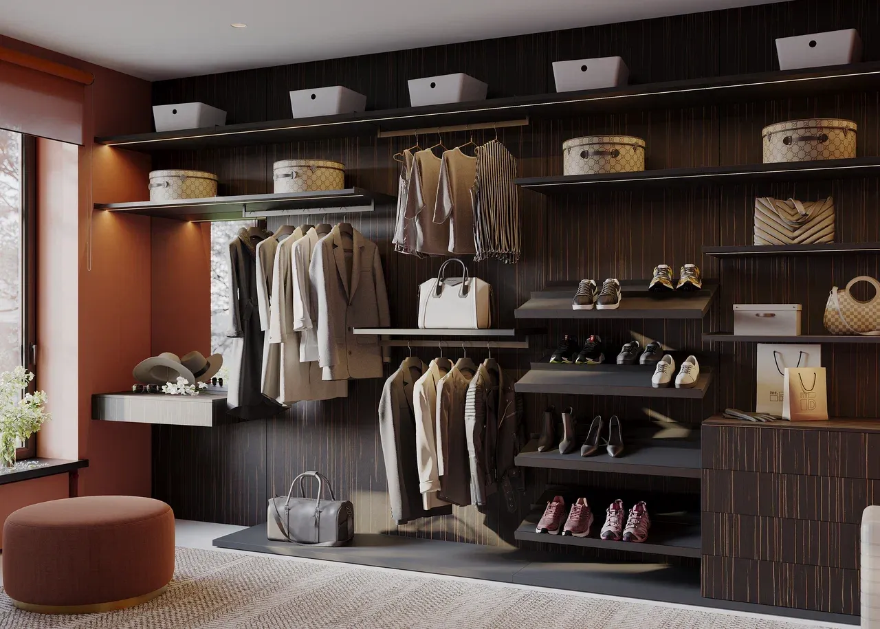 Гардеробная, коллекция VERTIKO (арт. Wr080), мебель на заказ MrDoors