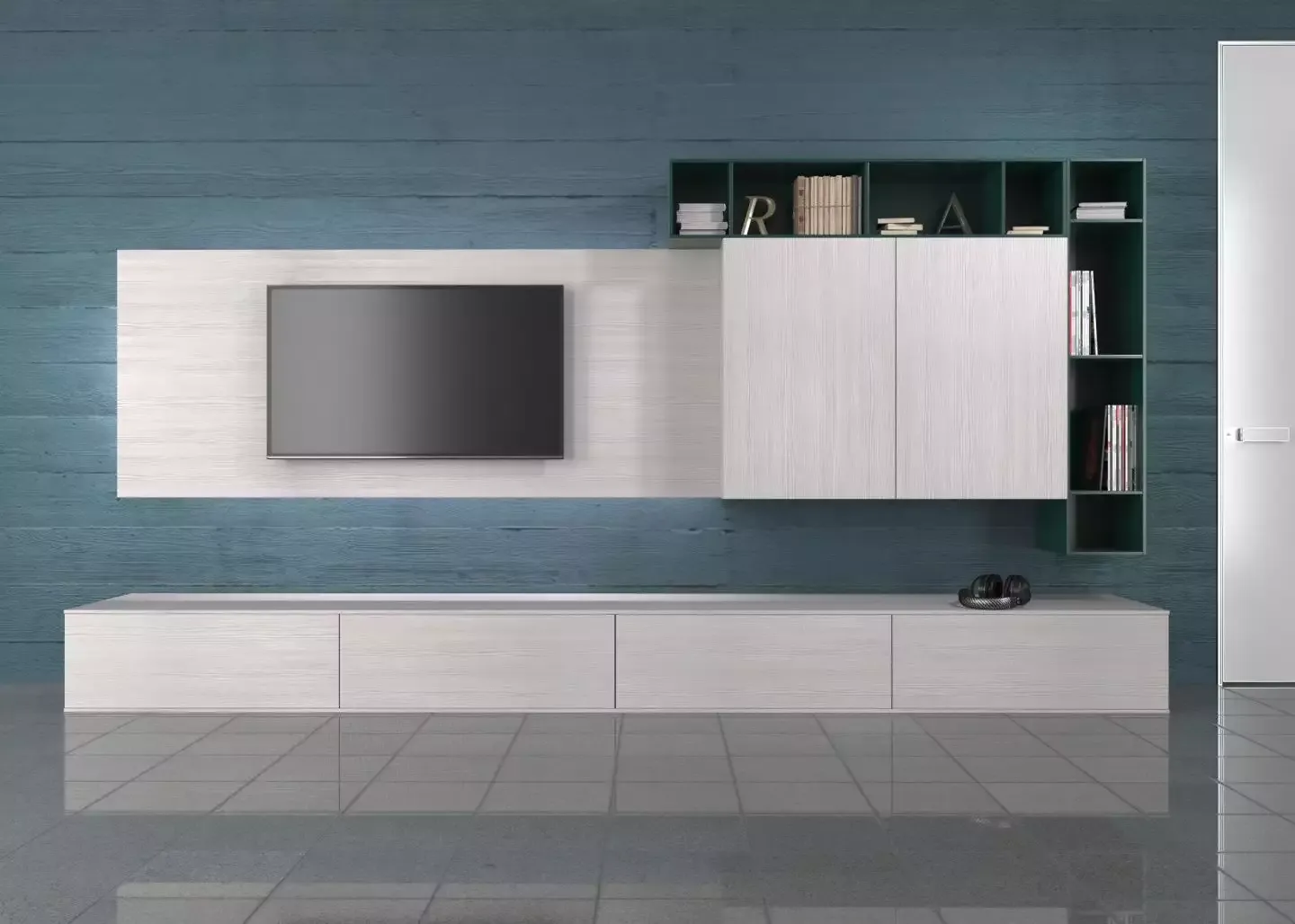 Зона для тв в гостиной в классическом стиле светлого цвета, мебель на заказ MrDoors