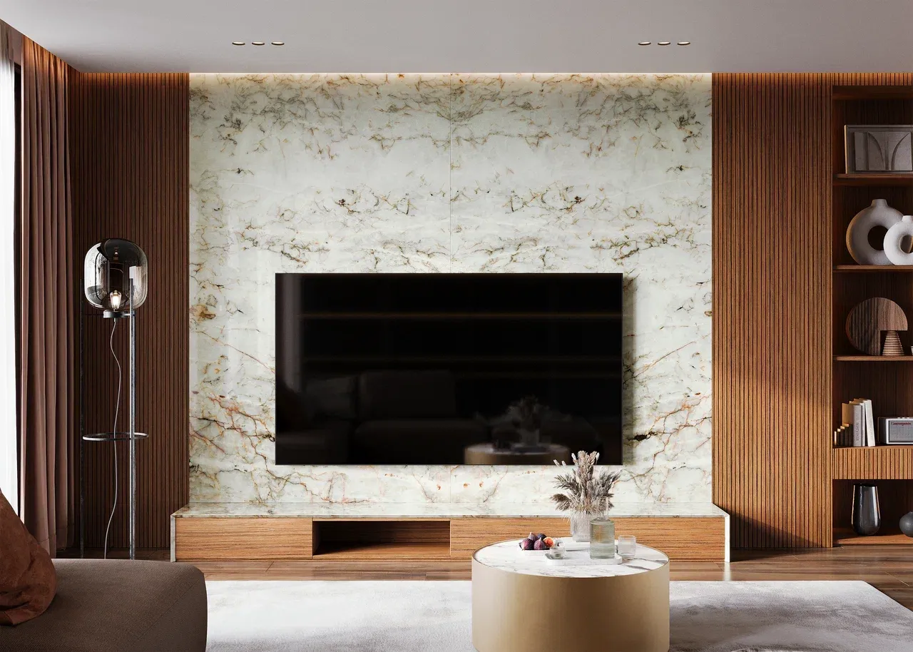 Гостиная со столешницей из кварцита (арт. Lvr304), мебель на заказ MrDoors