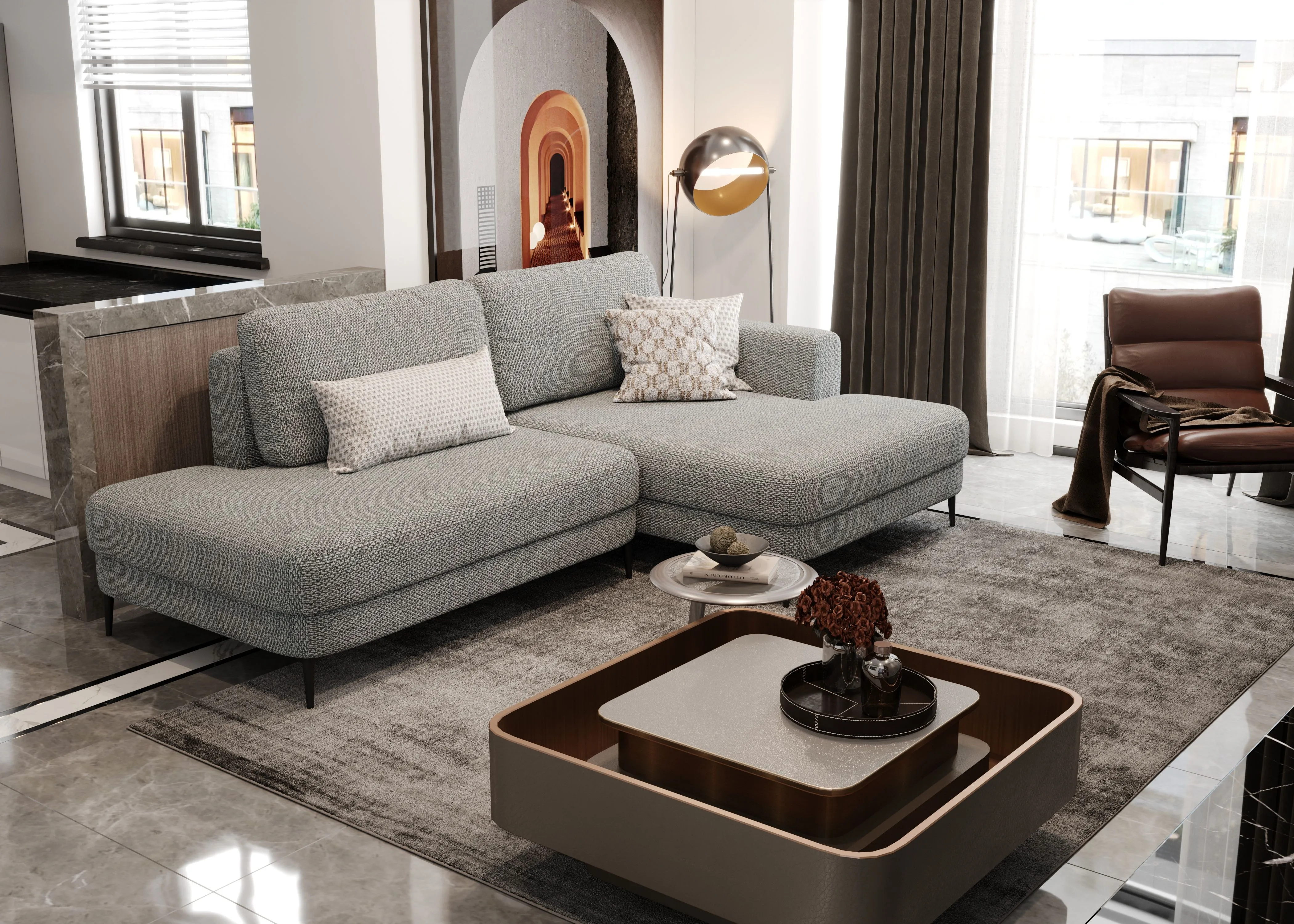 Диван Плей (Plai), серый (арт. Sof086), мебель на заказ MrDoors