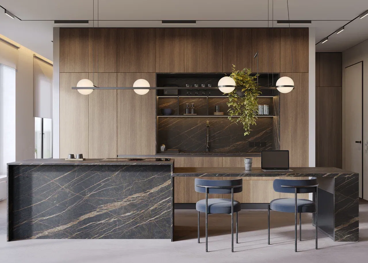 Кухня с 2 окнами