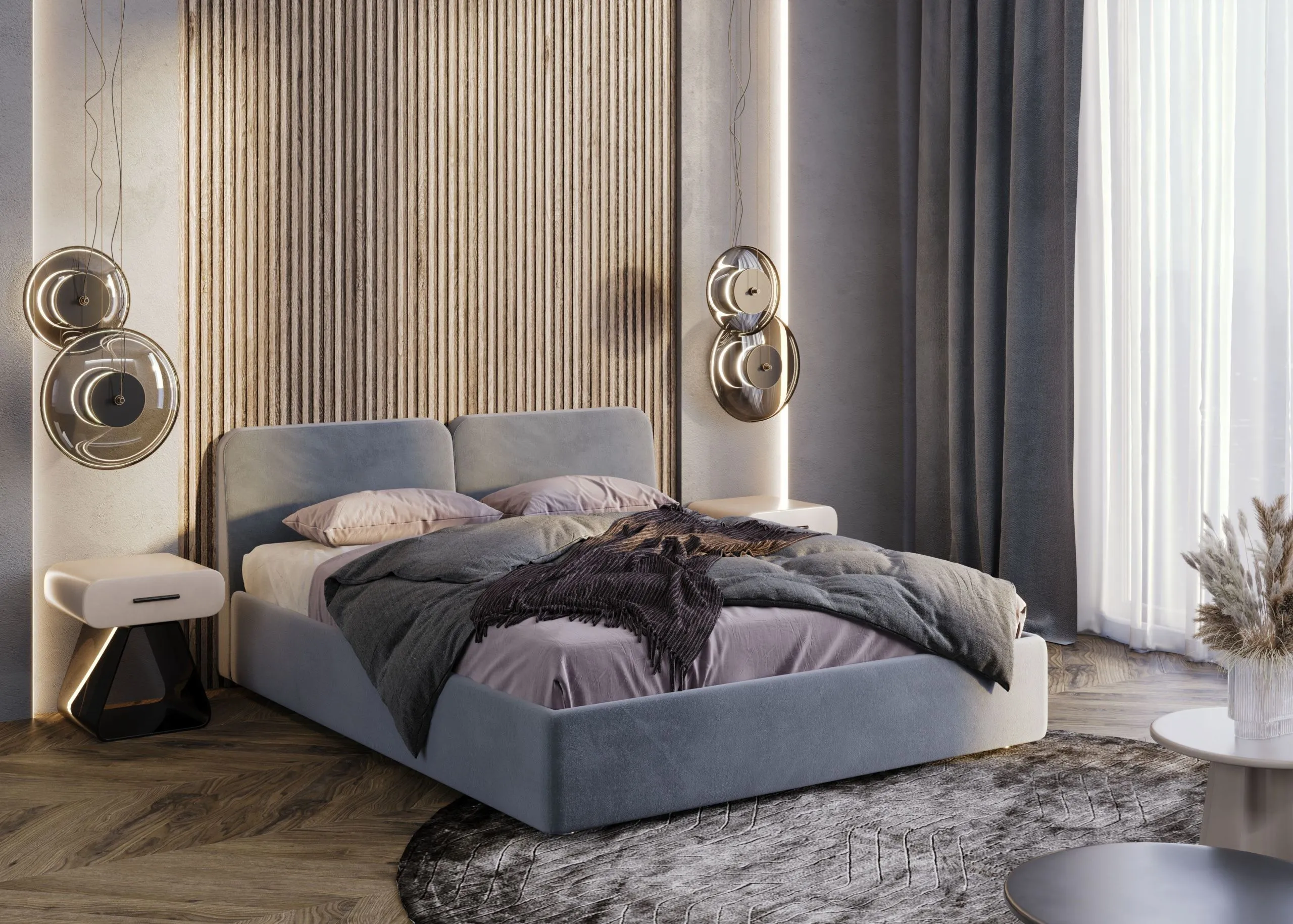 Спальня с кроватью Play D, голубой (арт. Bdr151), мебель на заказ MrDoors