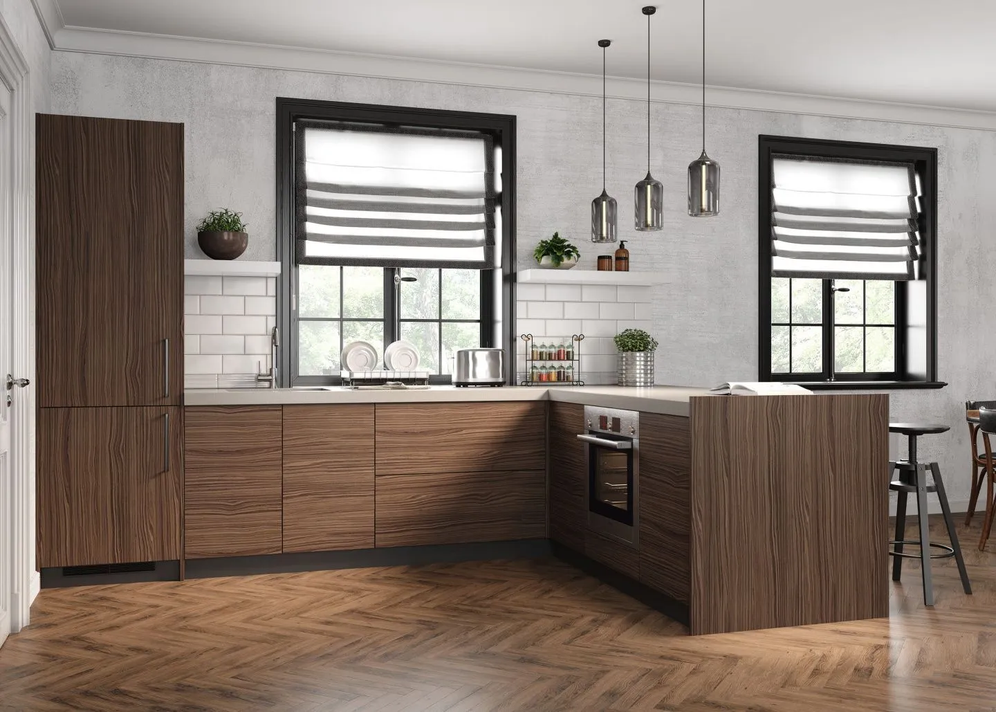 кухня для загородного дома в декоре орех, мебель на заказ MrDoors