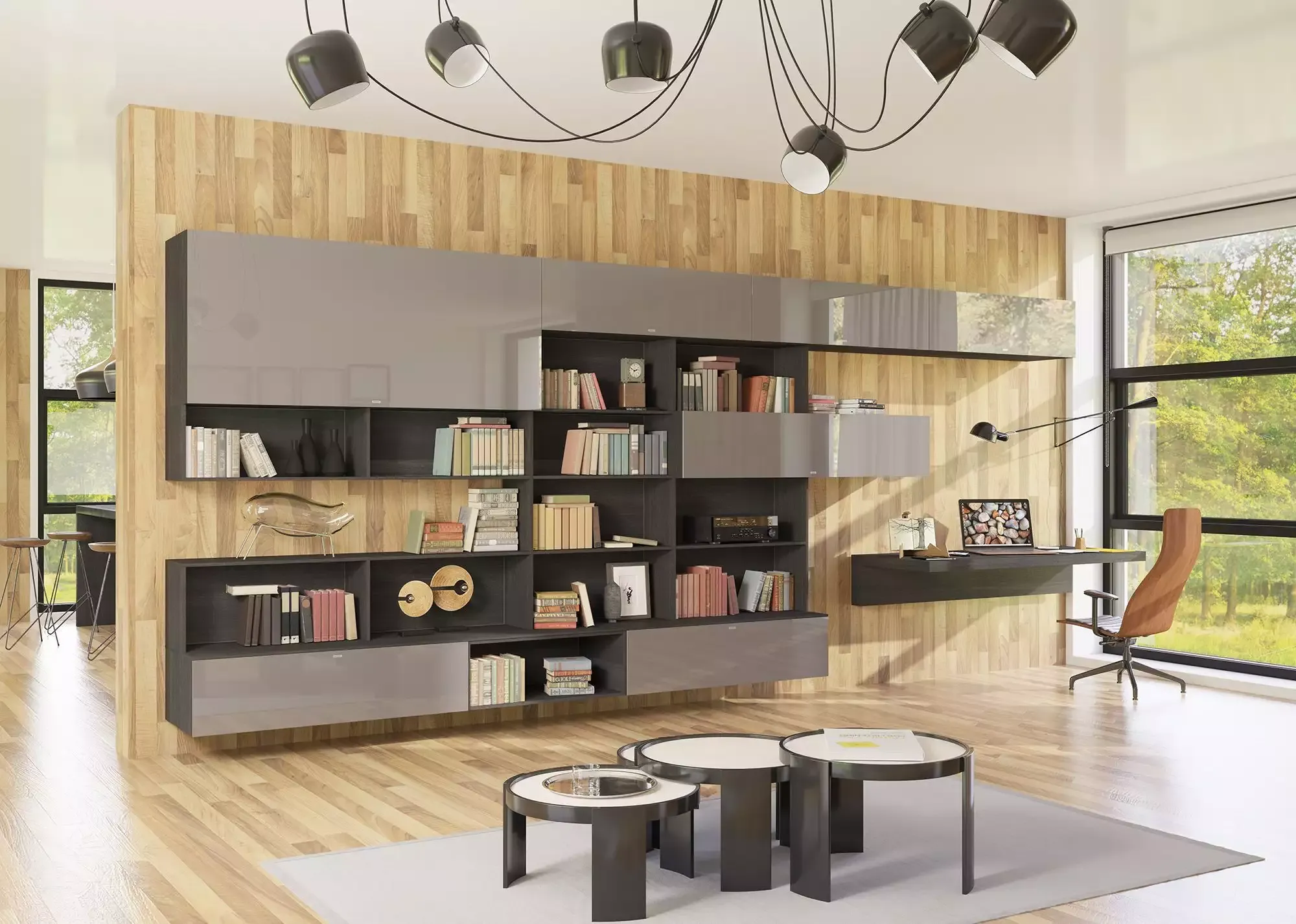 дизайн гостиной кабинета