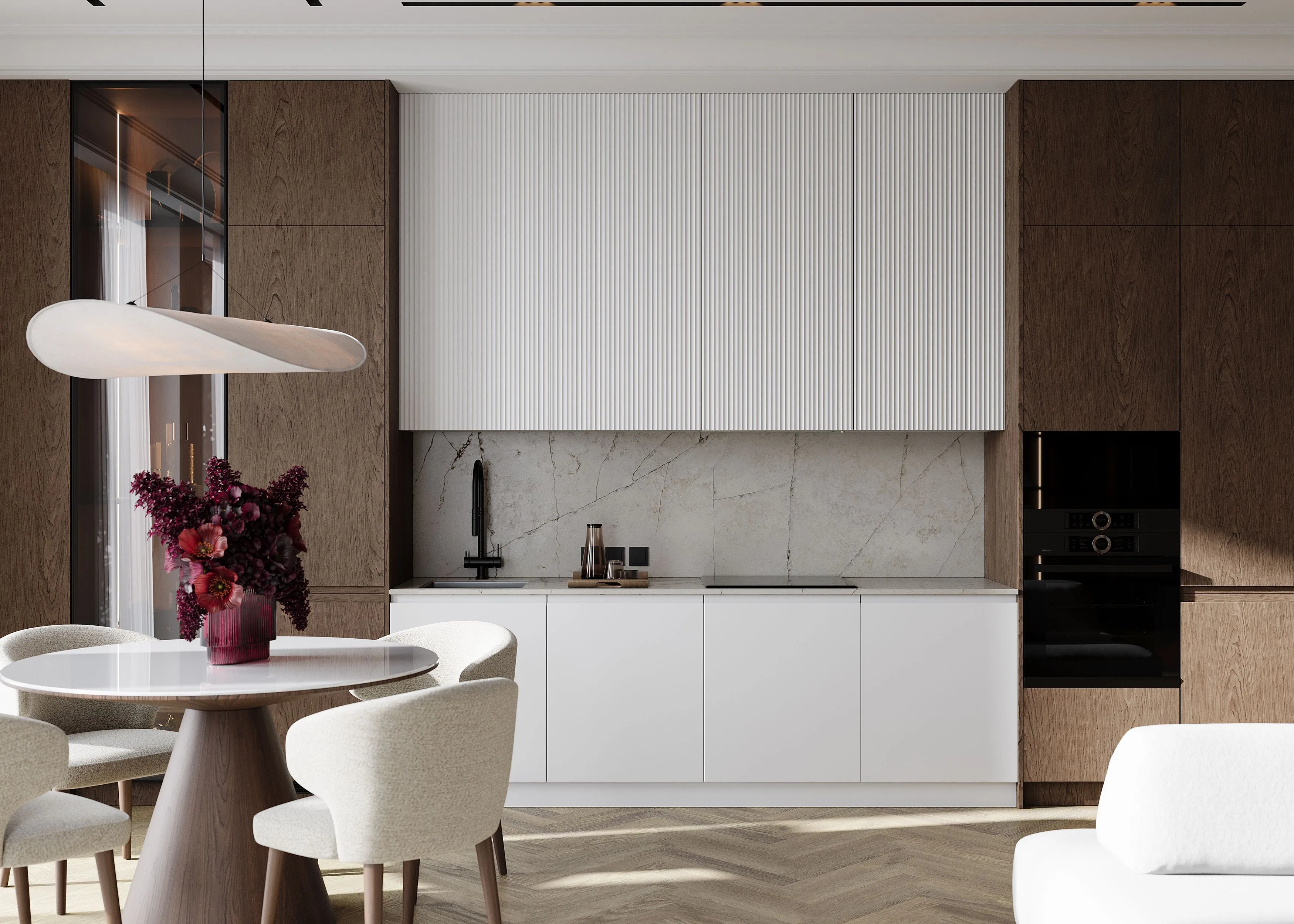 Кухня со столешницей из натурального камня (арт. Kit488), мебель на заказ MrDoors