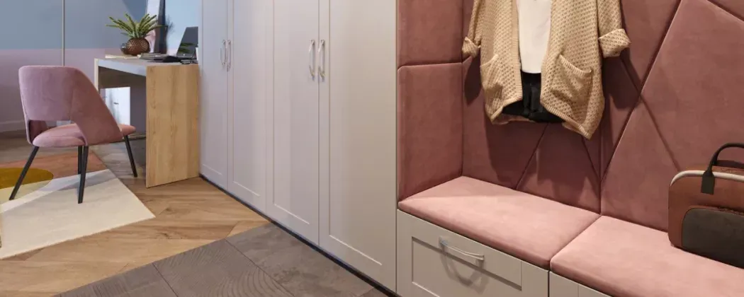 Сидушка – не только акцент, но и важный элемент интерьера прихожей