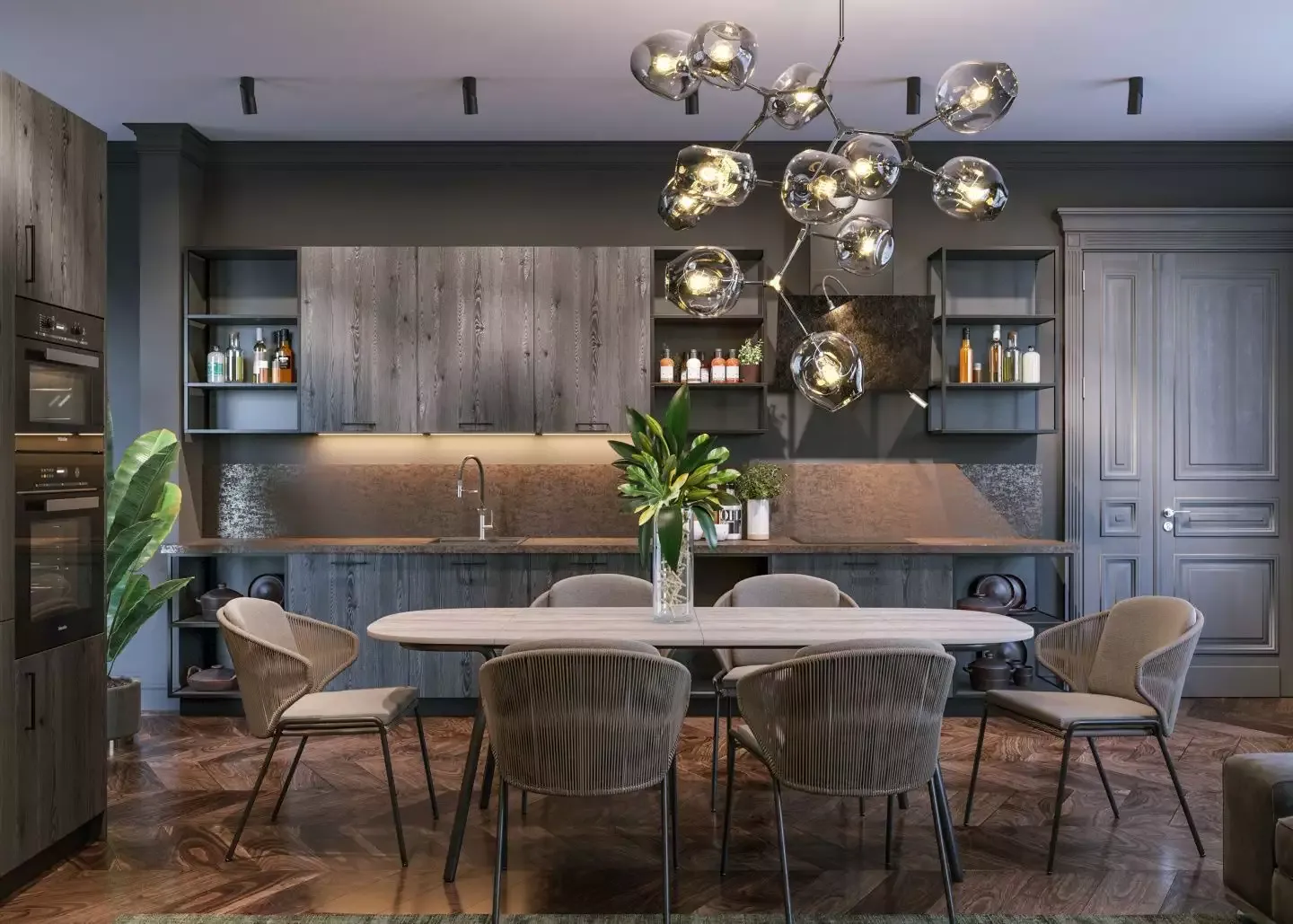 Кухня и гостиная в студии, мебель на заказ MrDoors